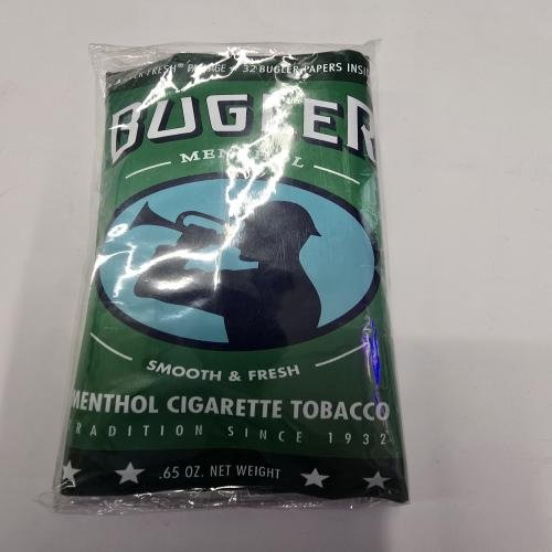 Bugler menthol cigarettes tobacco .65 on 1 pack green color